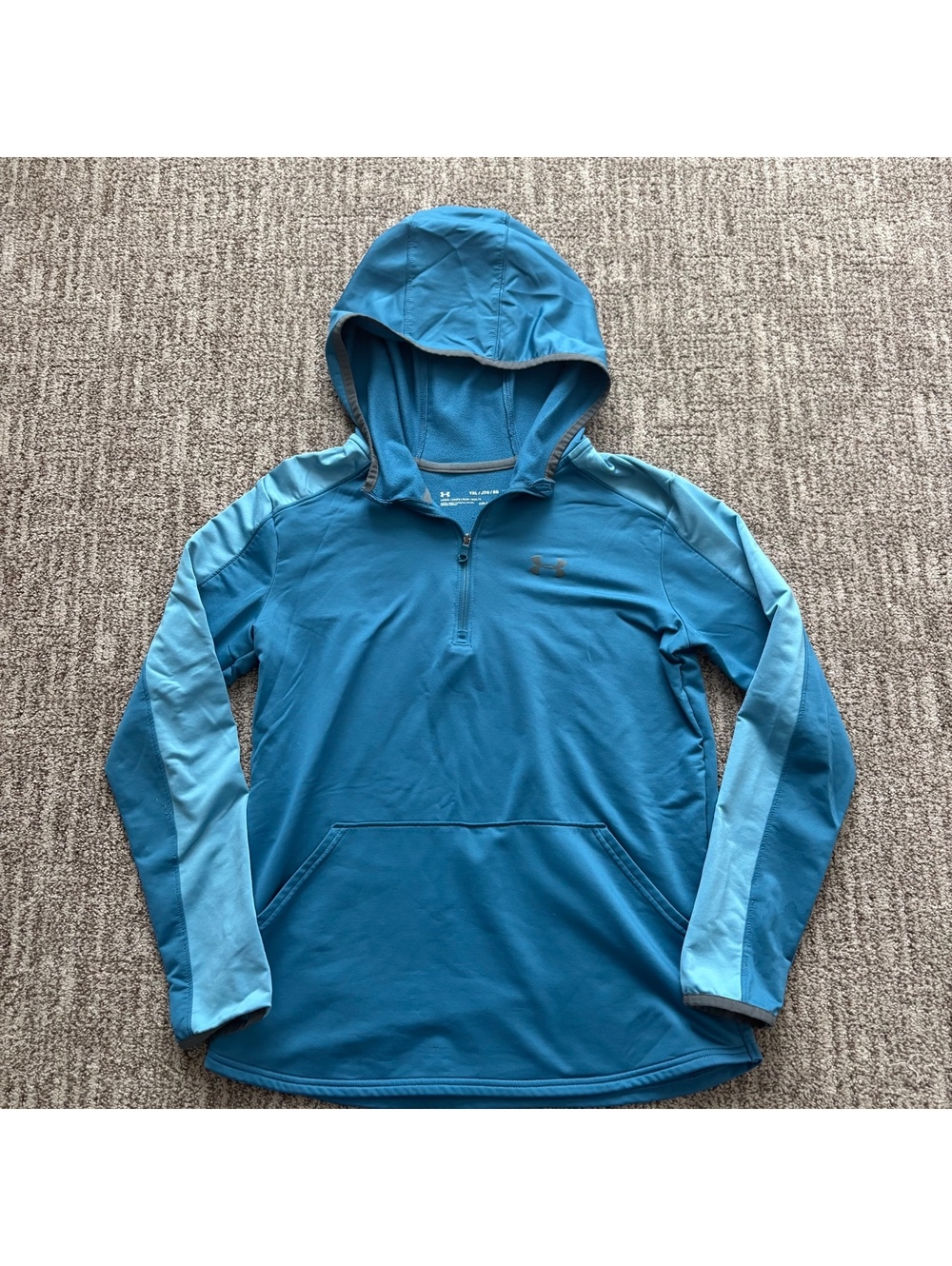Under Armour Boys XL lightweight quarter zip hoodie hooded sweatshirt blue